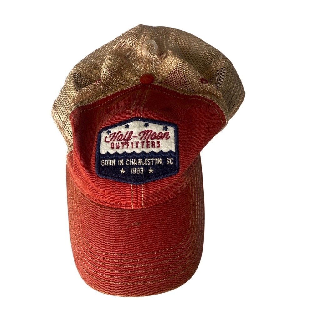 Half Moon Outfitters Mesh Trucker Hat Charleston SC 1993 Red Snapback Cap OSFA